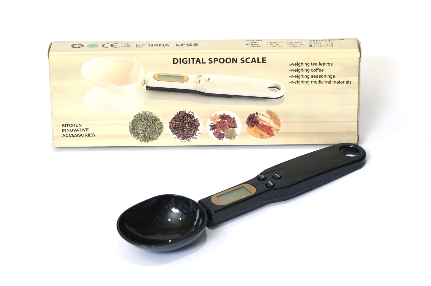 Digital spoon scale with packaging