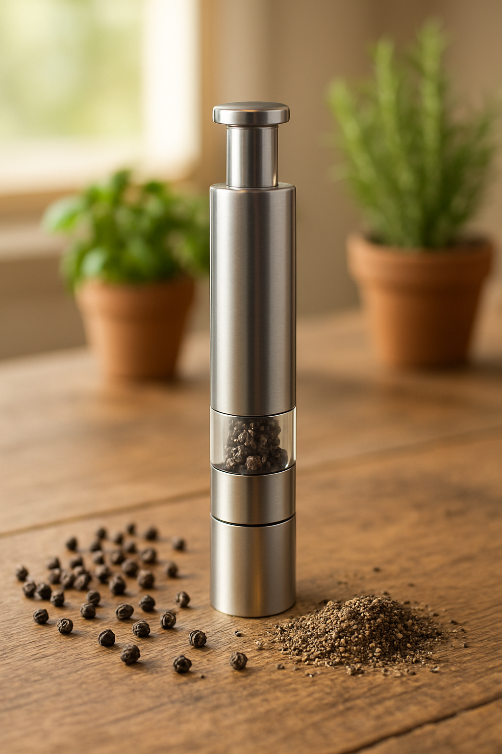 Sainless steel pepper mill